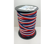 Cadarço 10 mm TRI - Marinho / Branco  / Vermelho  - 50 metros